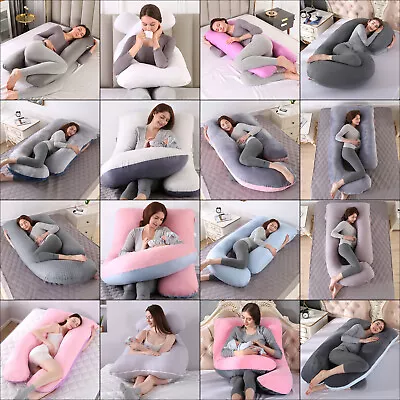 $27.99 • Buy New Pregnancy Pillow Maternity Belly Contoured Body With Cover C/J/U Shape S/L