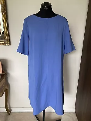 Mid Blue Round Neck Short Slv Oversize Shift Dress Size 10 Marc O'Polo Pockets • £19.99