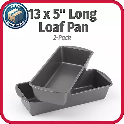 Good Cook Set Of 2 Extra Large 13'' X 5'' Nonstick Steel Bread Loaf Pan Gray ✅✅✅ • $18.60