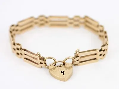 Gate Bracelet 9ct Gold Heart Locket Clasp Ladies Vintage AC47 • $1120.05