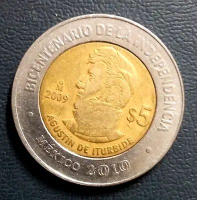 2010 Mexico 5 Pesos Coin Agustín De Iturbide Bicentenario De La Indepencencia • $8.99