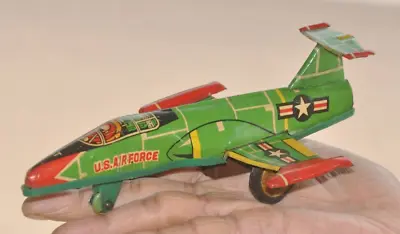 Vintage US Airforce Friction Fine Litho Airplane Tin ToyJapan? • $115.72