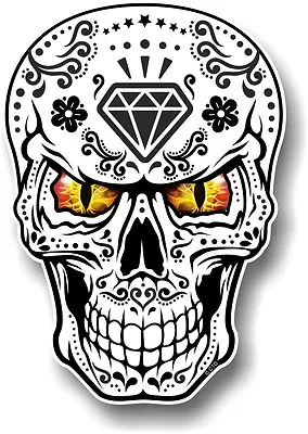 Realistic Mexican Sugar Skull Black & White & Evil Eyes Car Bike Sticker Decal • £2.83