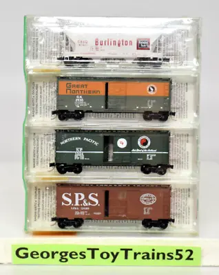 Micro-trains Mtl N Scle Bn Fallen Flags Sp&s Gn Np Cb&q 4-pack 20226-2 Sealed • $55