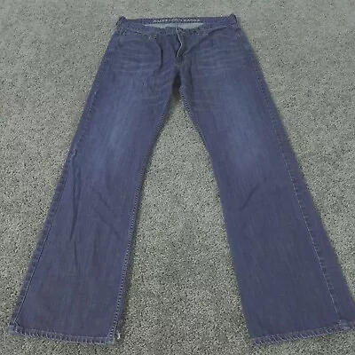 American Eagle Jeans Mens 36x34 Low Rise Boot Cut Faded Whiskerd Western Cowboy • $29.99