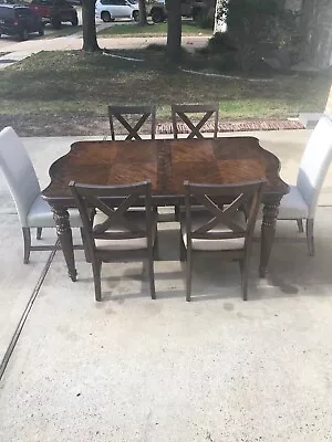 7 Piece  Mahogany Dining Room Table Set 6 Chairs • $350