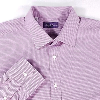 Ralph Lauren Purple Label Shirt Mens Size 18 XXL Purple White Checkered Cotton • $54.99