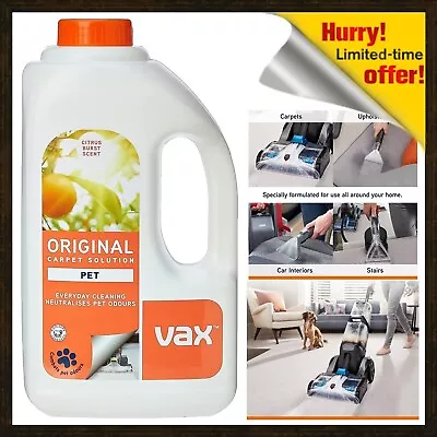 Vax Pet Carpet Cleaner Solution Shampoo Original Citrus Burst Scent 1.5L    • £14.95