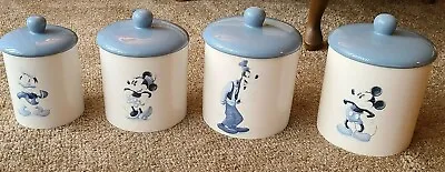 Disney Mickey Minnie Mouse Donald & Goofy Ceramic Canisters Set Of 4 Vintage • $129.99