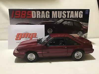 MUSTANG DRAG BURGUNDY  FORD FOX BODY  1989  500 Pcs MADE 1/18 GMP RARE G1801828 • $599.99