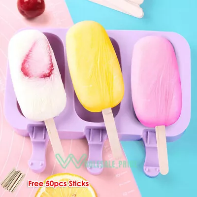 Frozen Ice Cream Molds Ice Cream Pop Maker Freezer Tray Fruit With Sticks Summer • $9.19