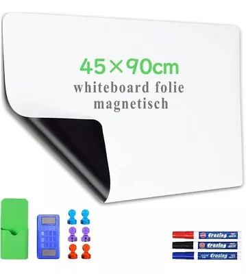 Magnetic Whiteboard Paper 45 X 90cm DIY Self-Adhesive Dry Erase Board Sheets • £23.99