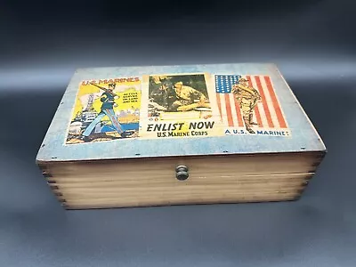 Marine Corps USMC Military Vintage Hand Made Wood Trinket Box Made In U.S. • $69.99