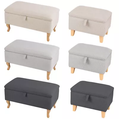 Upholstered Footstool Pouffe Bench Storage Ottoman Living Room Bedroom Stool • £42.95