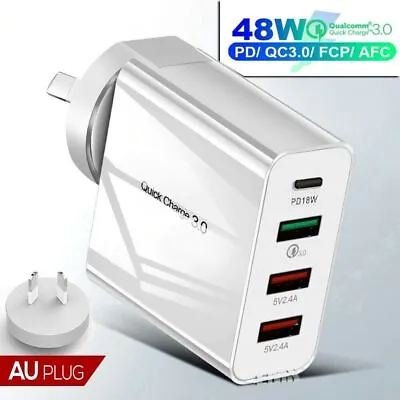 48W DUAL USB Type-C Wall Adapter Fast Charger PD Power For IPhone 14 13 Samsung • $12.99