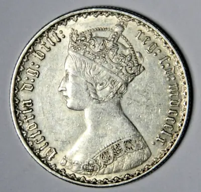 1860 FLORIN GREAT BRITAIN QUEEN VICTORIA MDCCCLX AU RARE DATE LUSTER Inv#1215 • $199.99