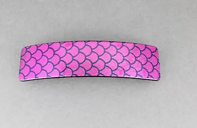 Pink Barrette Mermaid Scales Plastic Barrette Hair Clip Accessory 4.25  Long • $5.21