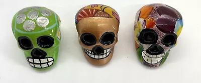 Day Of The Dead Ceramic Hand Painted/Crafted Sugar Skulls Lot Of 3 Mexico • $30