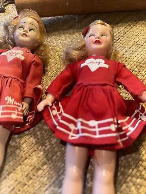 VINTAGE HARD PLASTIC MARY HARTLINE DOLL 7 1/2  Set Of 2 • $25