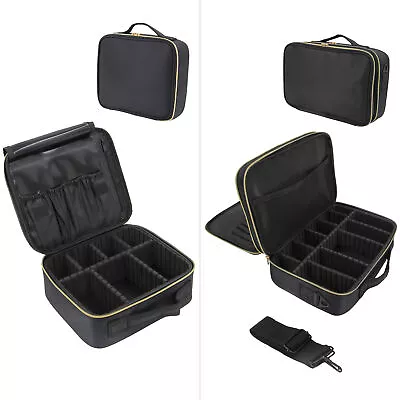 Black Vanity Case Beauty Box Make Up Jewelry Cosmetic Nail Storage Box Gift • £12.59