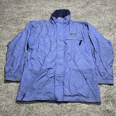 Patagonia Rain Jacket Blue Hood Full Zip Windbreaker - Womens XS READ DESC • $10