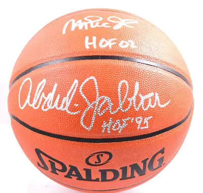 Kareem Abdul-Jabbar Magic Johnson Signed Spalding NBA Basketball W/HOF-Beckett W • $599