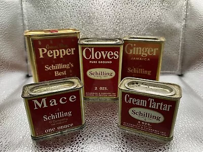 5 VINTAGE Spice Tins A. SCHILLING & Company McCormick 1933-1977 • $6.44