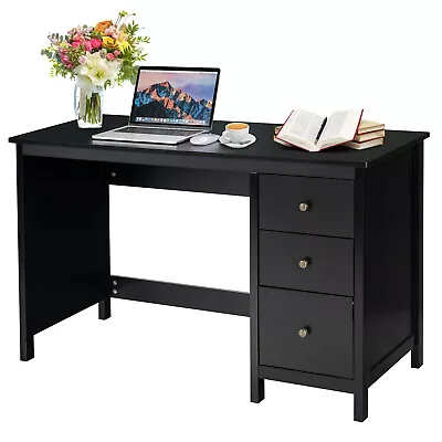 Giantex Computer Desk W/ Drawers Study Writing Table Workstation White/Black • $179.95