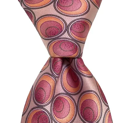 TED BAKER London Men's Silk XL Necktie USA Designer Geometric CIRCLES Pink EUC • $31.99