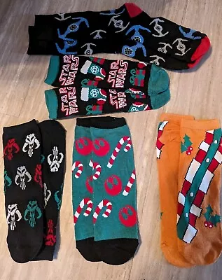 New Star Wars Brand Men’s Christmas Socks Lot Of 5 Actual Items Shown • $6.99