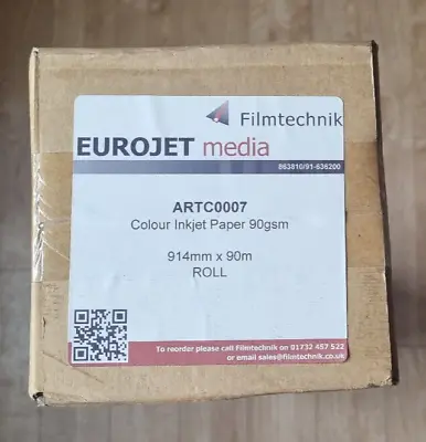 Inkjet Colour Plotter Paper 90gsm Roll For Wide Format Printers 914mm X 90 Mtrs • £35