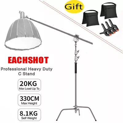 3.3m Heavy-Duty C-Stand Stainless Steel Hold Support Boom Arm+Mouth Clip&Sandbag • $166.10