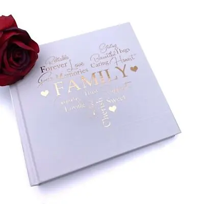 Family Themed  Photo Album For 50 X 6 By 4 Photos Rose Gold Print • £14.99