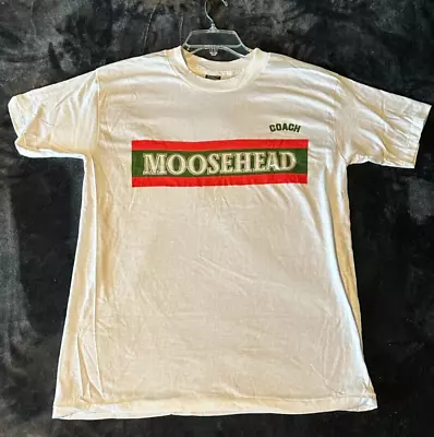 Vintage 80s Moosehead Beer Single Stitch White T Shirt L 5050 Coach • $6.99