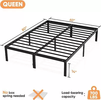 14 Inch Metal Platform Bed Frame Full King Queen Size Sturdy Steel Slat Support • $79.99