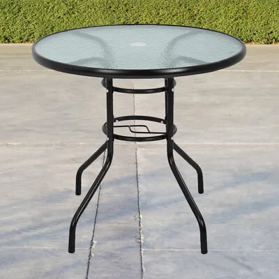 $50.49 • Buy Outdoor Round Patio Dining Bistro Tempered Glass Table Top With Umbrella Hole