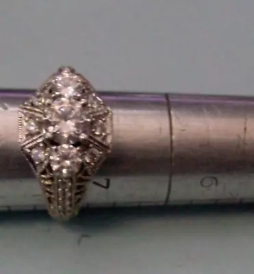 Vintage HSN Xavier Collection 925 Sterling Silver Filigree & CZ Ring Size 7 • $10.49