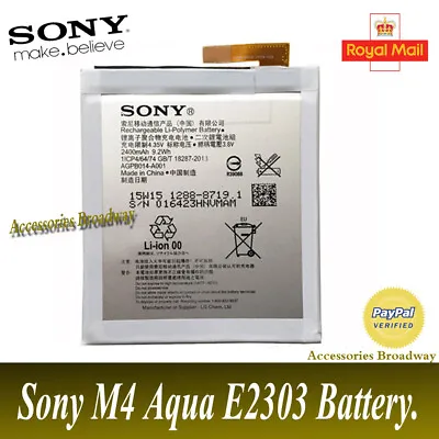 Sony Battery AGPB014-A001 2400mAh 9.2 Wh 4.35v For Sony Xperia M4 Aqua Dual • £3.95