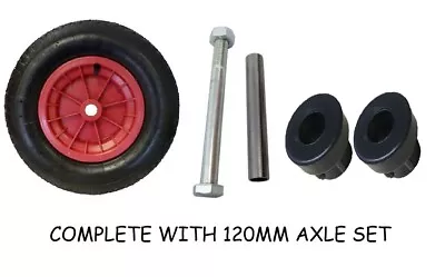 Replacement 14  Pneumatic  Wheelbarrow Wheel Inflatable Tyre 3.50/4.00-8 + Axle • £12.99