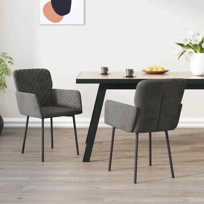 $150.99 • Buy Dining Chairs 2 Pcs Dark Grey Velvet VidaXL