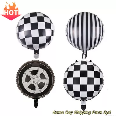 Checker Stripe Tyre Foil Balloon Helium 18’ Party Birthday Karting Birthday New • $18.99