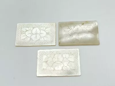 Set Of Three Antique Mother Of Pearl Gaming Counters Carved Chinese • $37.34