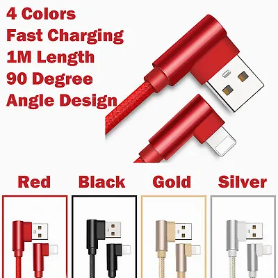 $3.99 • Buy 90 Degree Braided USB Charger Cable Cord For IPhone 13 12 11 Pro Max 7 Xs 8 6 XR