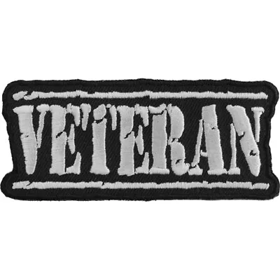 Embroidered Patch (Iron-On Or Sew-On) Veteran White/Black Military 3.5  X 1.5  • $7.49