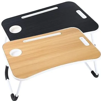 Folding Laptop Bed Table Cup Holder Lap Standing Desk Tray Breakfast Portable • £12.99