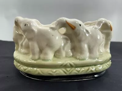 Vintage Majolica Circle Of Elephants Porcelain Handpainted Japan Planter/ Bowl • $7