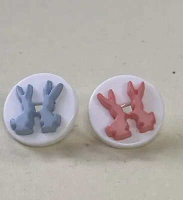 Blue Or Pink Rabbit 14mm Buttons X5 • £2.95