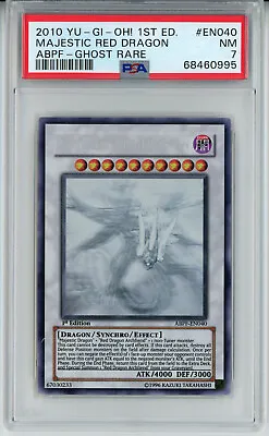 2010 Yugioh 1st Ed Abpf-en040 Majestic Red Dragon Ghost Rare Psa 7 Nm #68460995 • $219.90