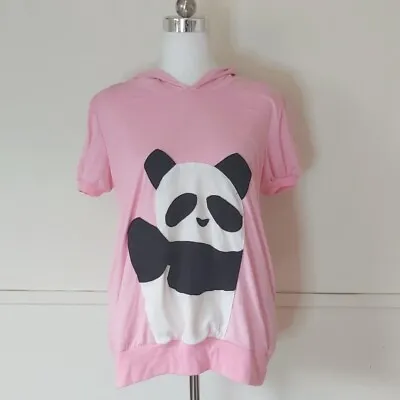 Kawaii Harajuku Pink Hooded Panda Top/Short Sleeve Sweatshirt Hoodie S • $15