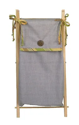 $14.99 • Buy Hamper Bag With Frame Baby Boy Girl Stripe Gray Grey White Green